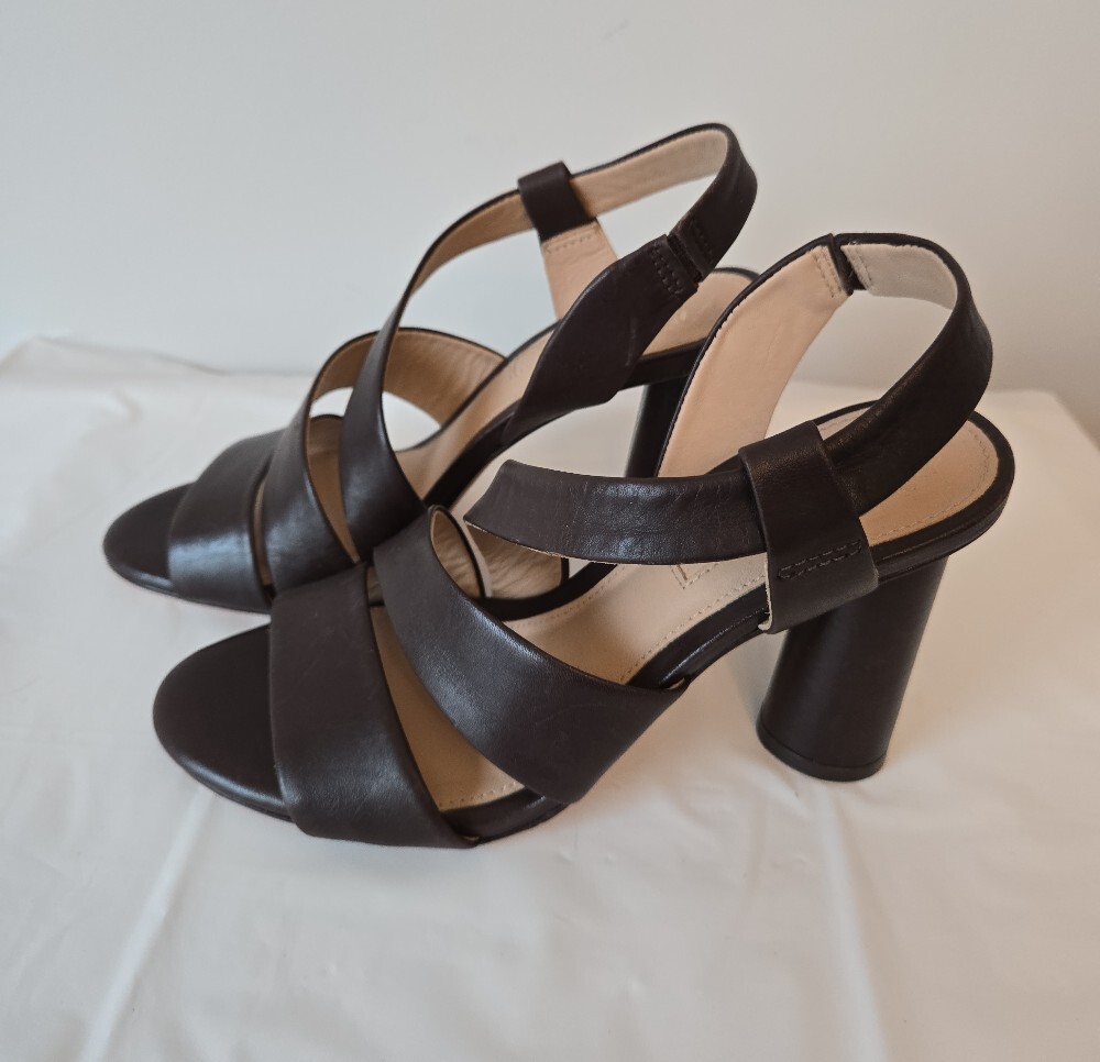 Antonio Melani Brown Leather Crisscross Sandals – Size 6, 2.5–3" Heel - Picture 2 of 9